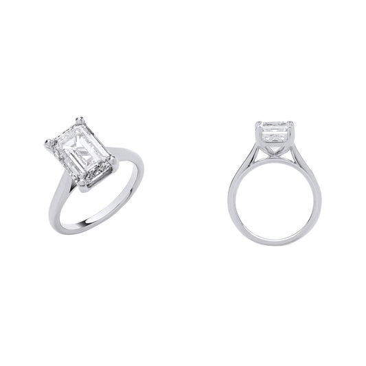 18ct White Gold 5.00ctw Emerald Cut Lab Grown Diamond Ring Igi Certified