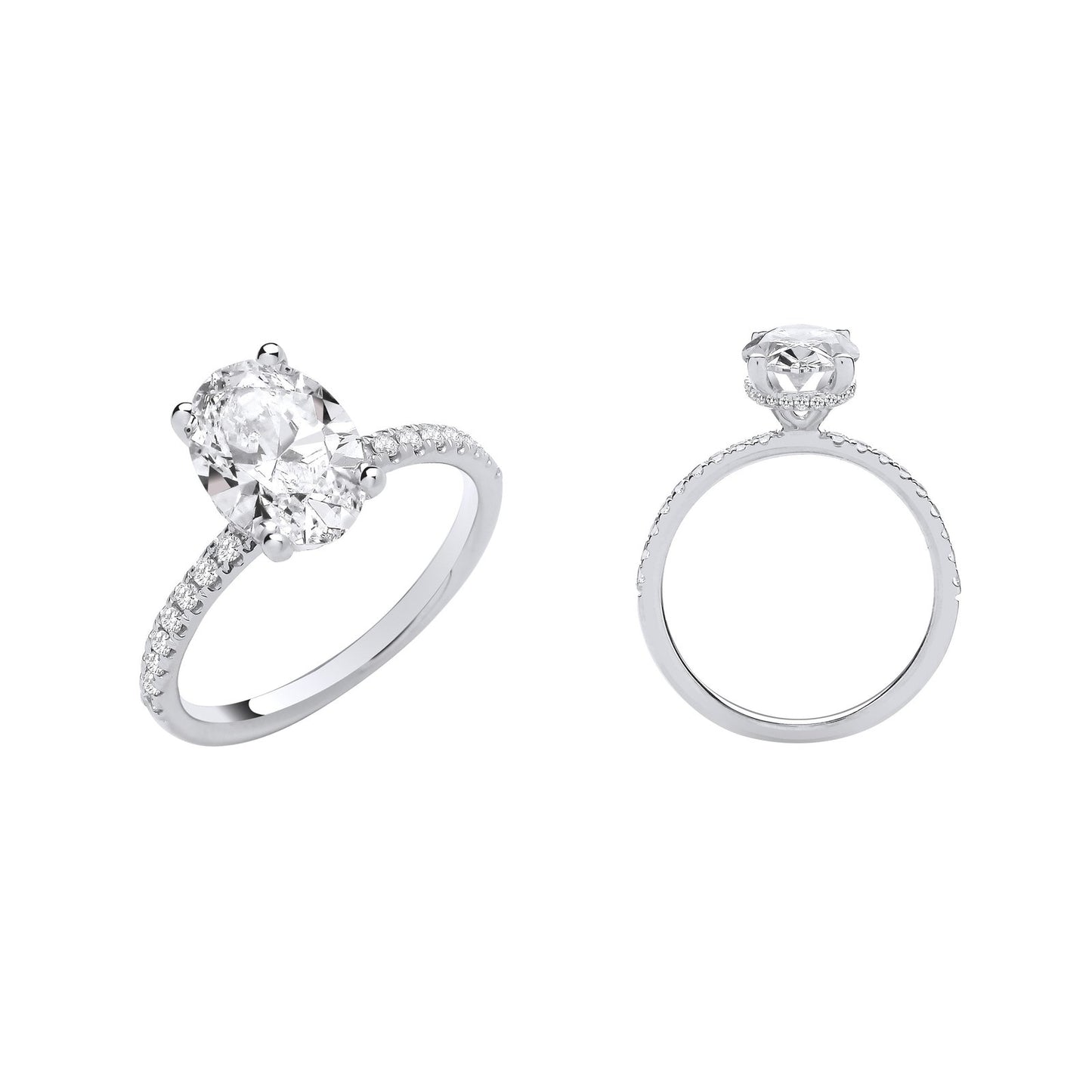 18ct White Gold 2.24ctw Oval Lab Grown Hidden Halo Diamond Ring Igi Certified