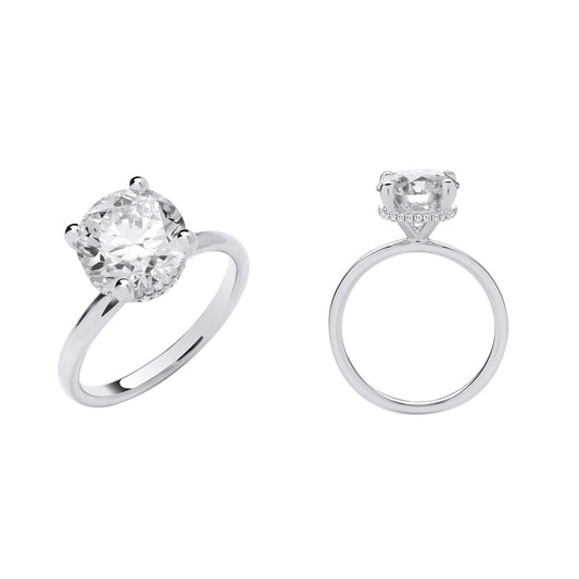 18ct White Gold 3.08ctw Solitaire Lab Grown Hidden Halo Diamond Ring Igi Certified