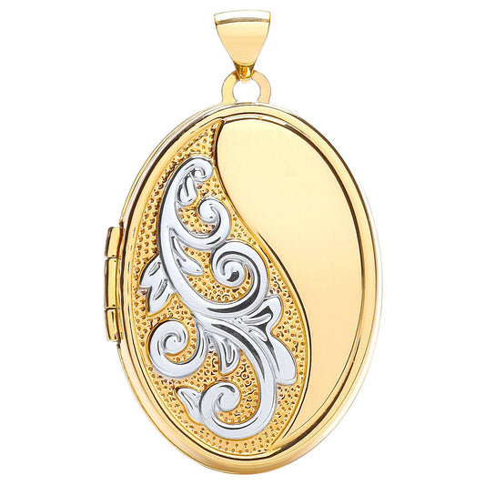 W/yellow Oval Locket With Half Design