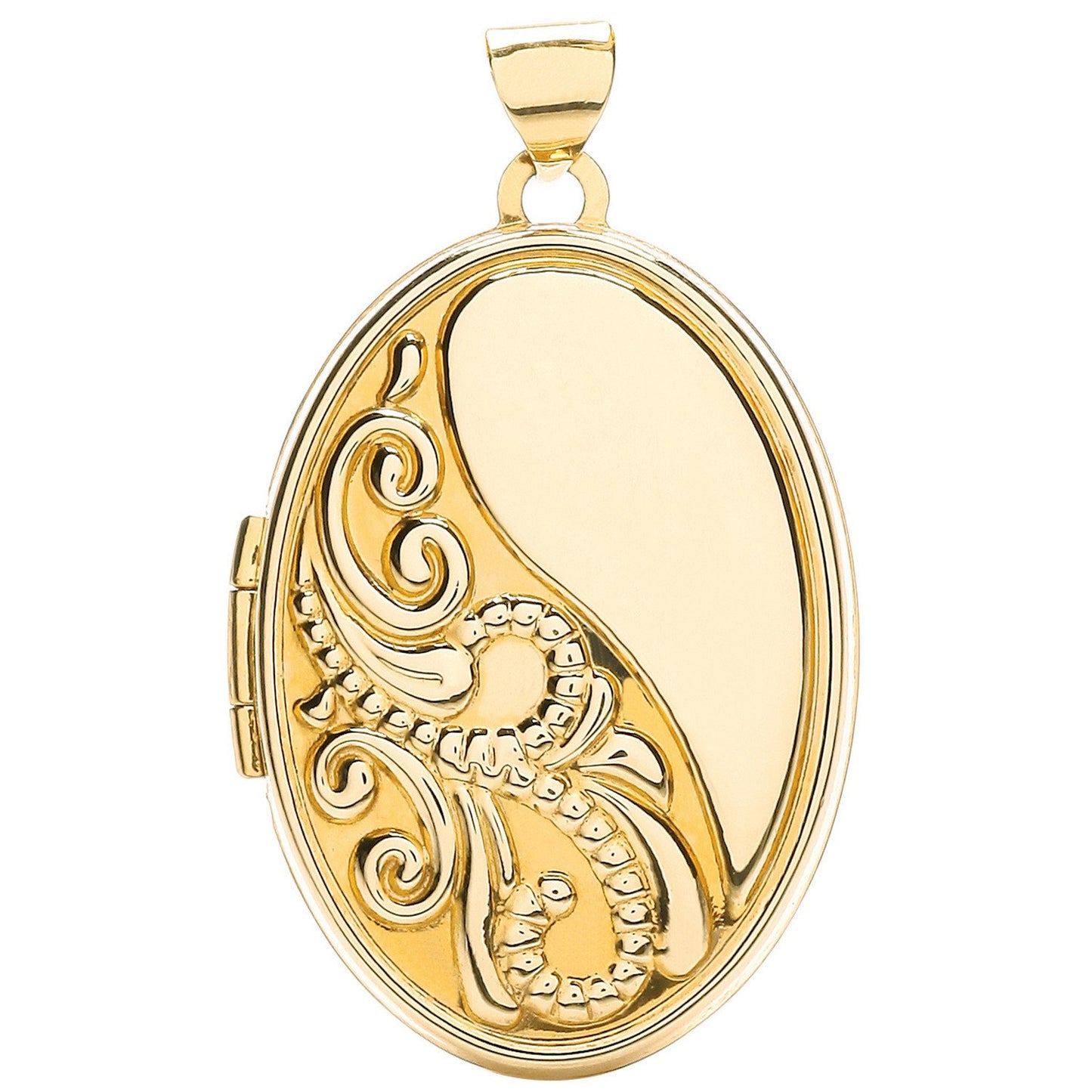 Yellow Gold Oval Locket With Half Design