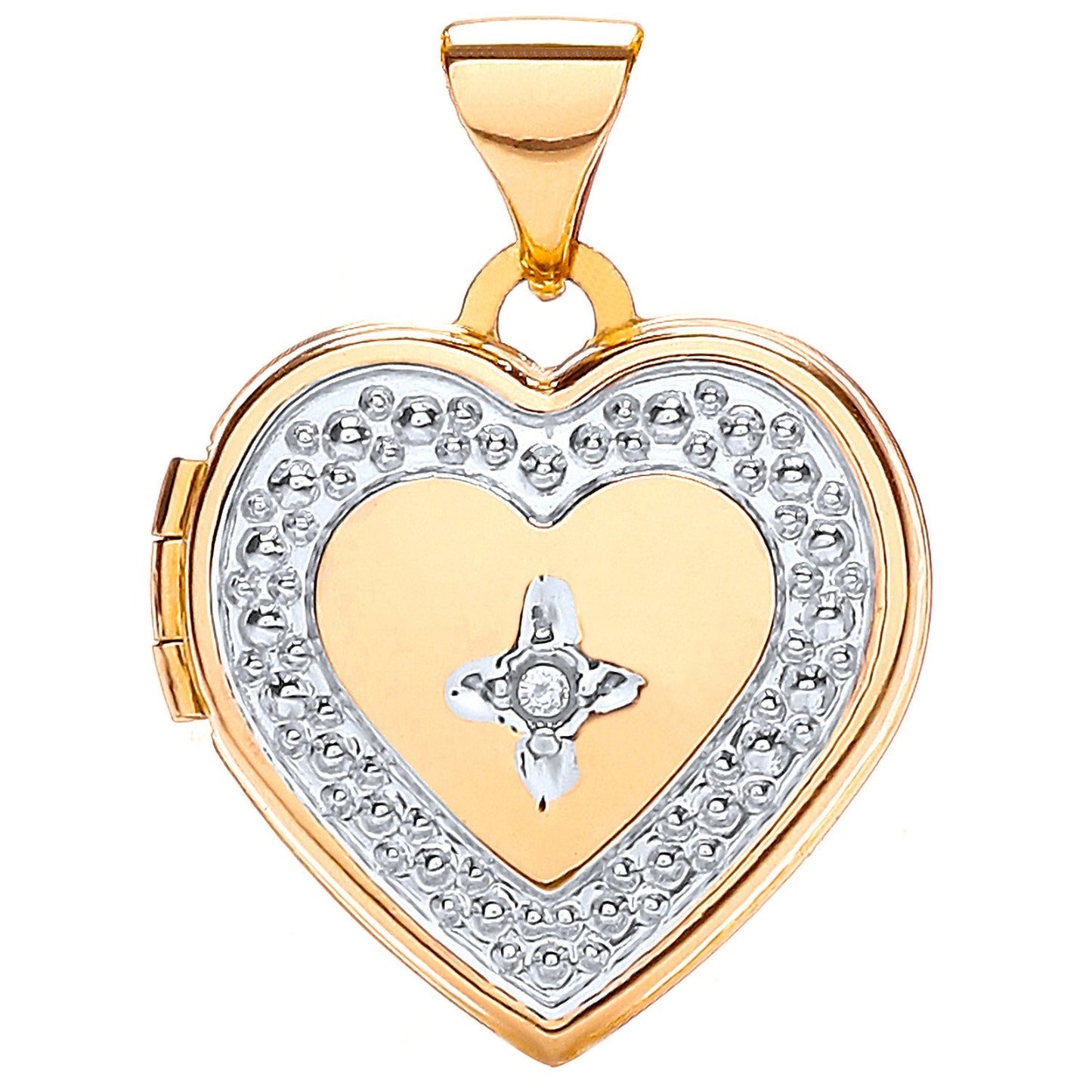 W/yellow Heart Shape Locket With Diamond