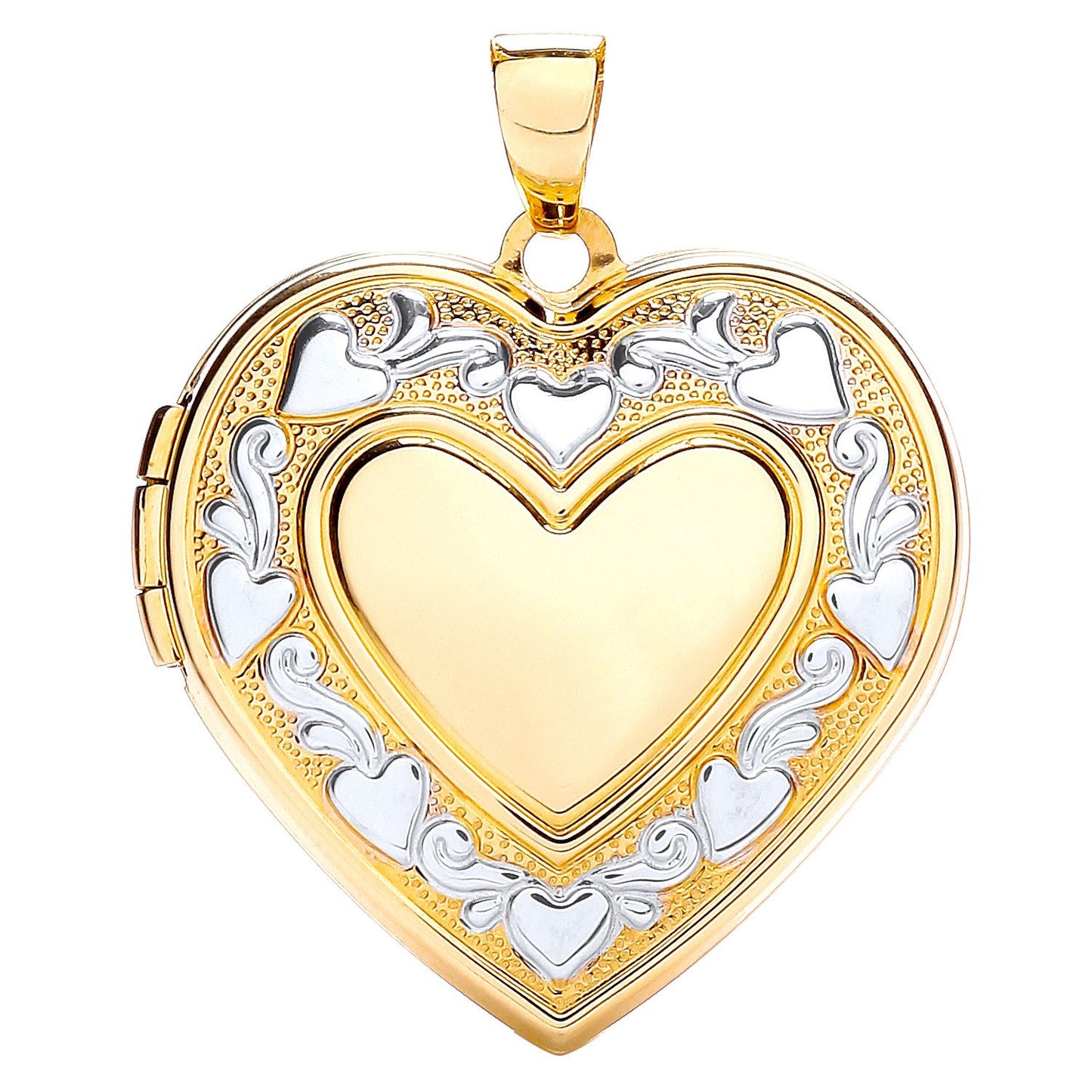 W/yellow Heart Shape Locket With Edge Design