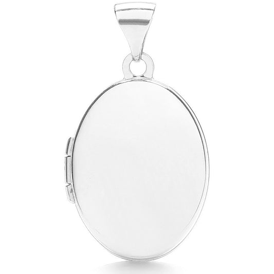 White Gold Oval Shaped Plain Locket