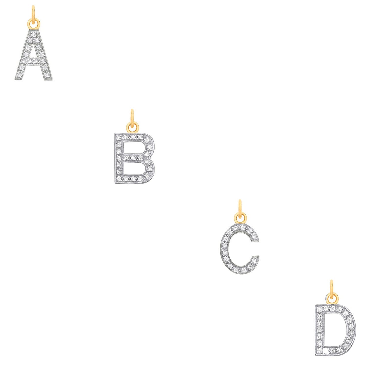 Yellow Gold Medium Cubic Zirconia Initial Pendants