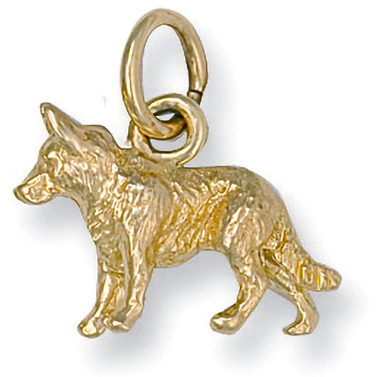 Yellow Gold German Shepard Dog Pendant