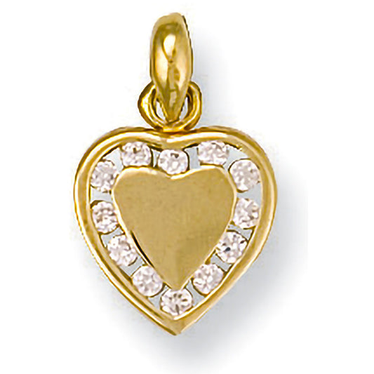 Yellow Gold Cubic Zirconia Heart Pendant