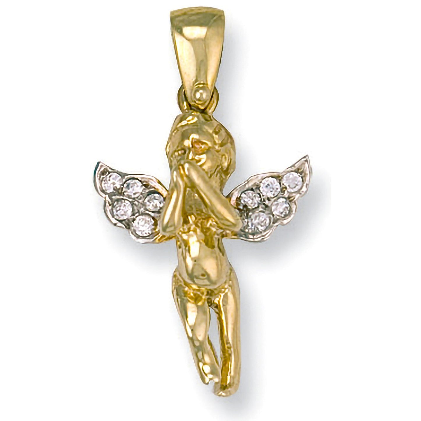 Yellow Gold Cubic Zirconia Cherub Pendant