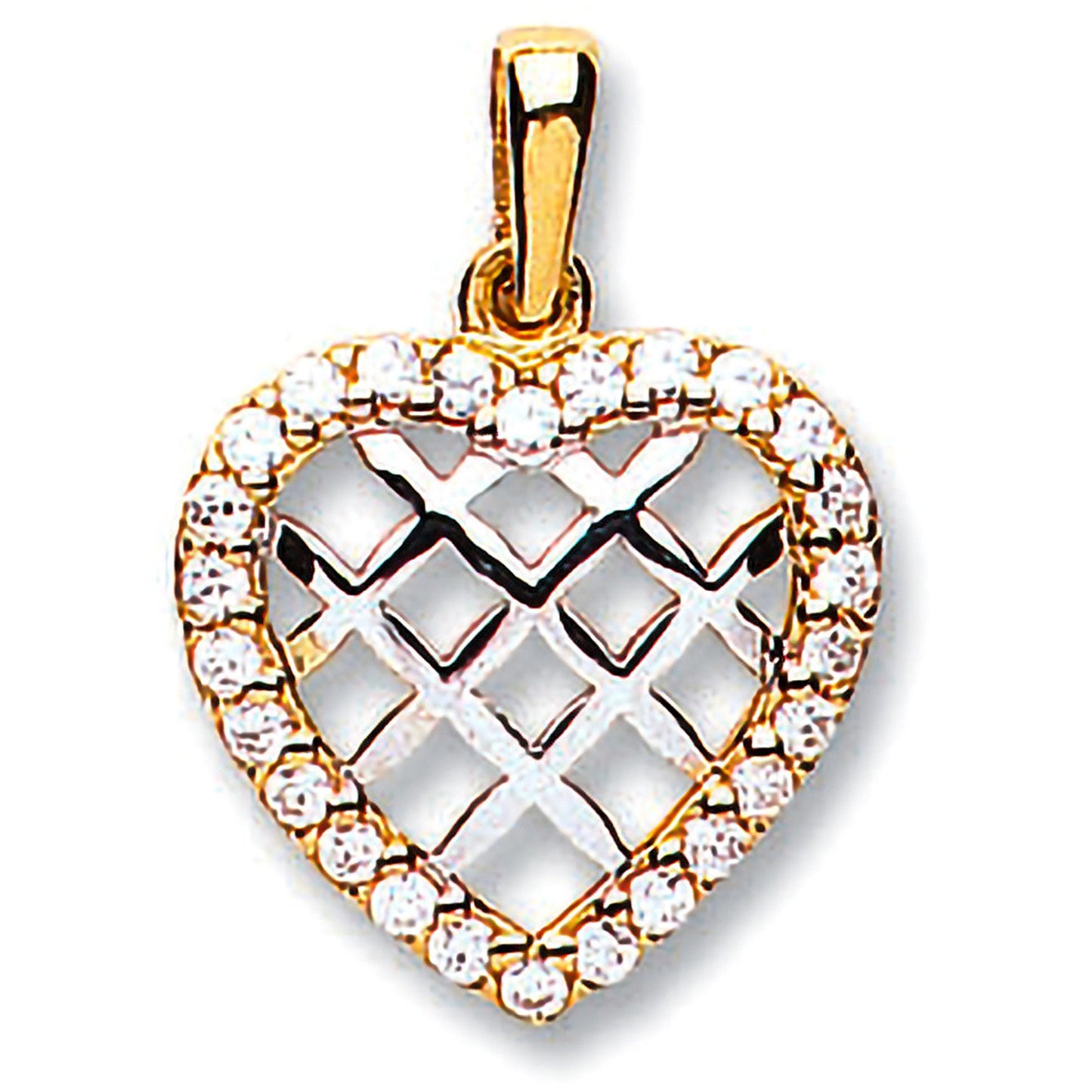 Yellow Gold Cubic Zirconia Heart Pendant