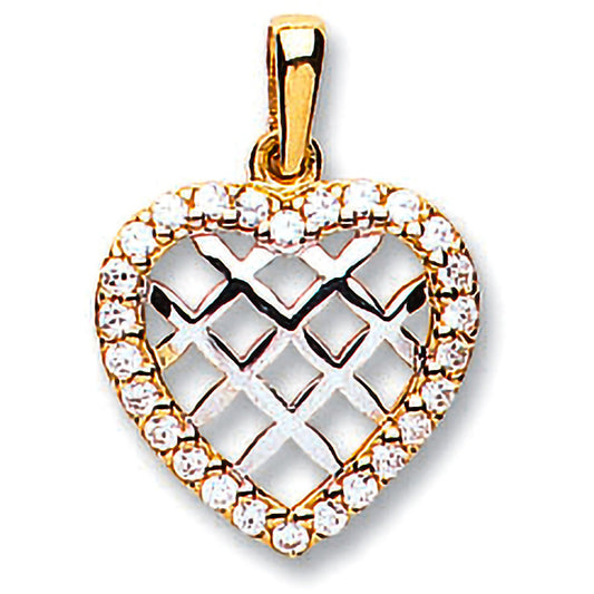 Yellow Gold Cubic Zirconia Heart Pendant