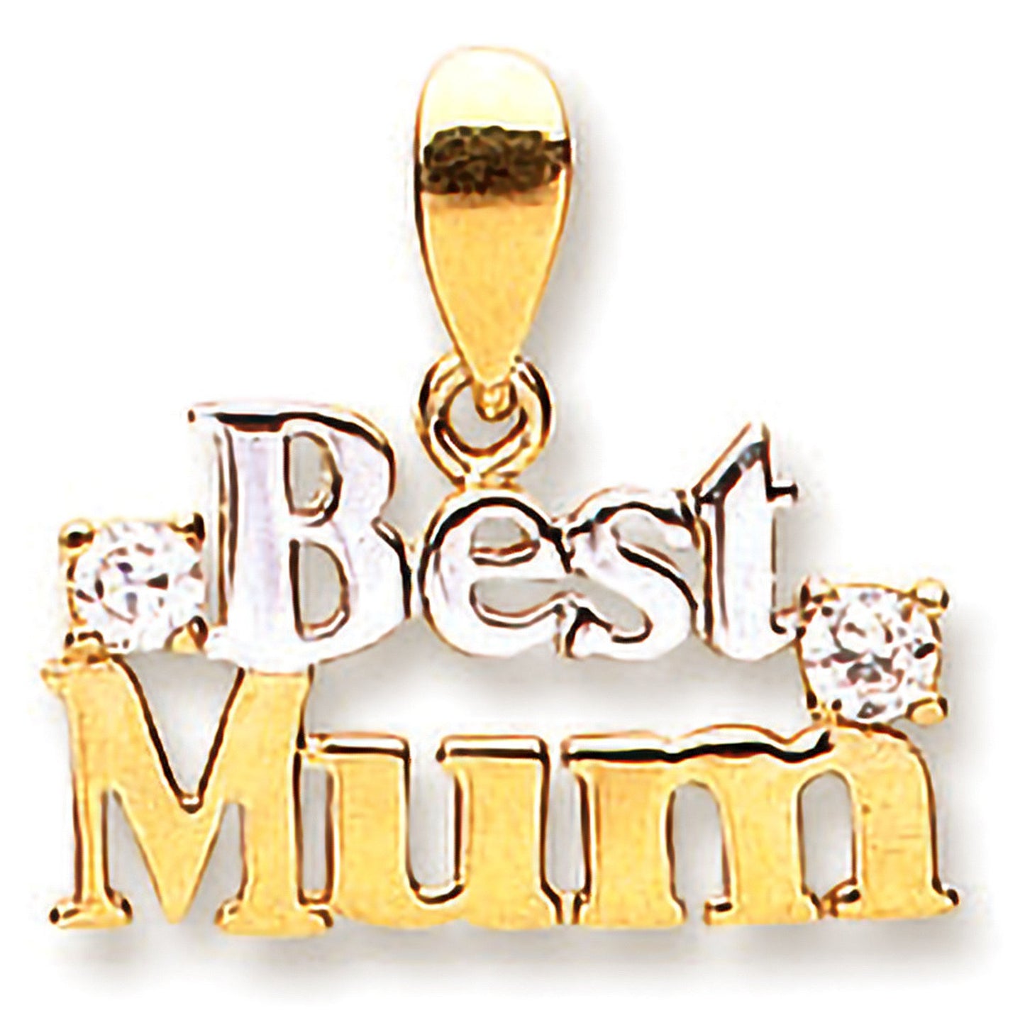Yellow & White Gold Best Mum Pendant