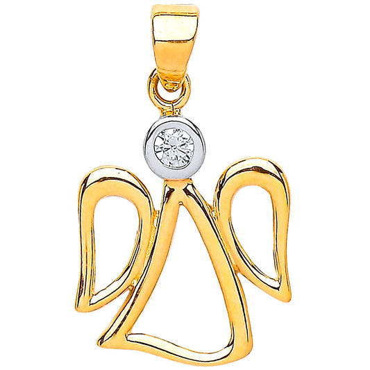 Yellow Gold Cubic Zirconia Angel Pendant