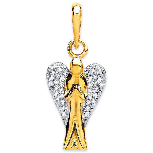 Yellow Gold Cubic Zirconia Angel Pendant