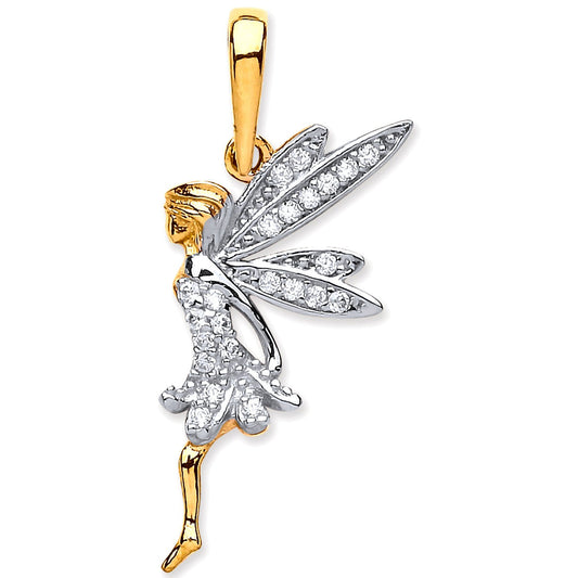 Yellow Gold Cubic Zirconia Fairy Pendant