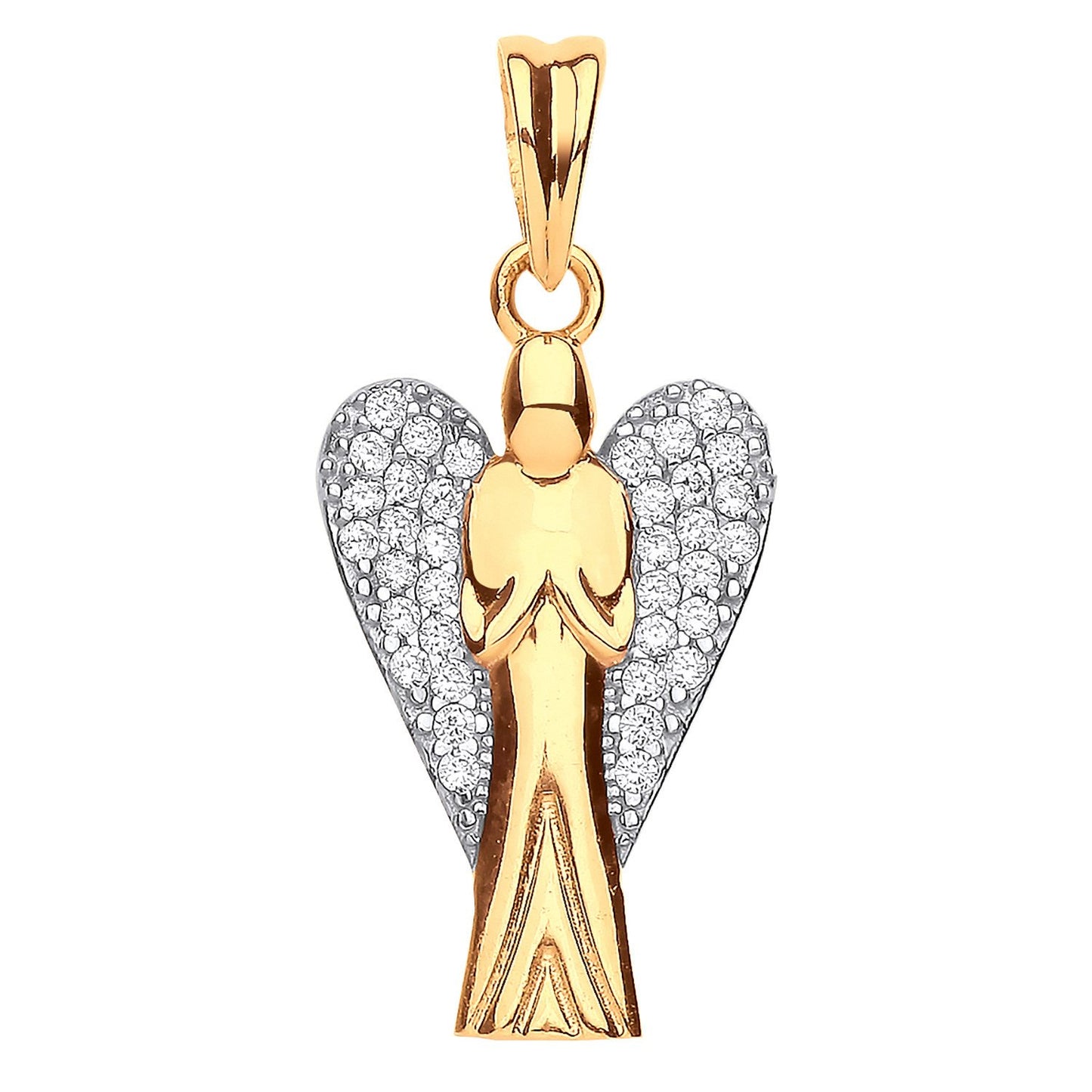 Yellow Gold Large Cubic Zirconia Angel Pendant