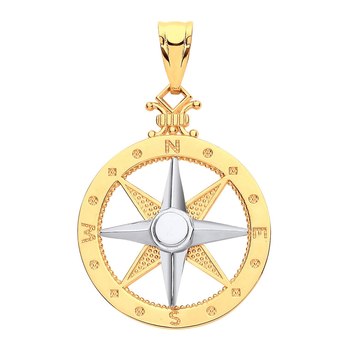 Yellow White Gold Compass Pendant