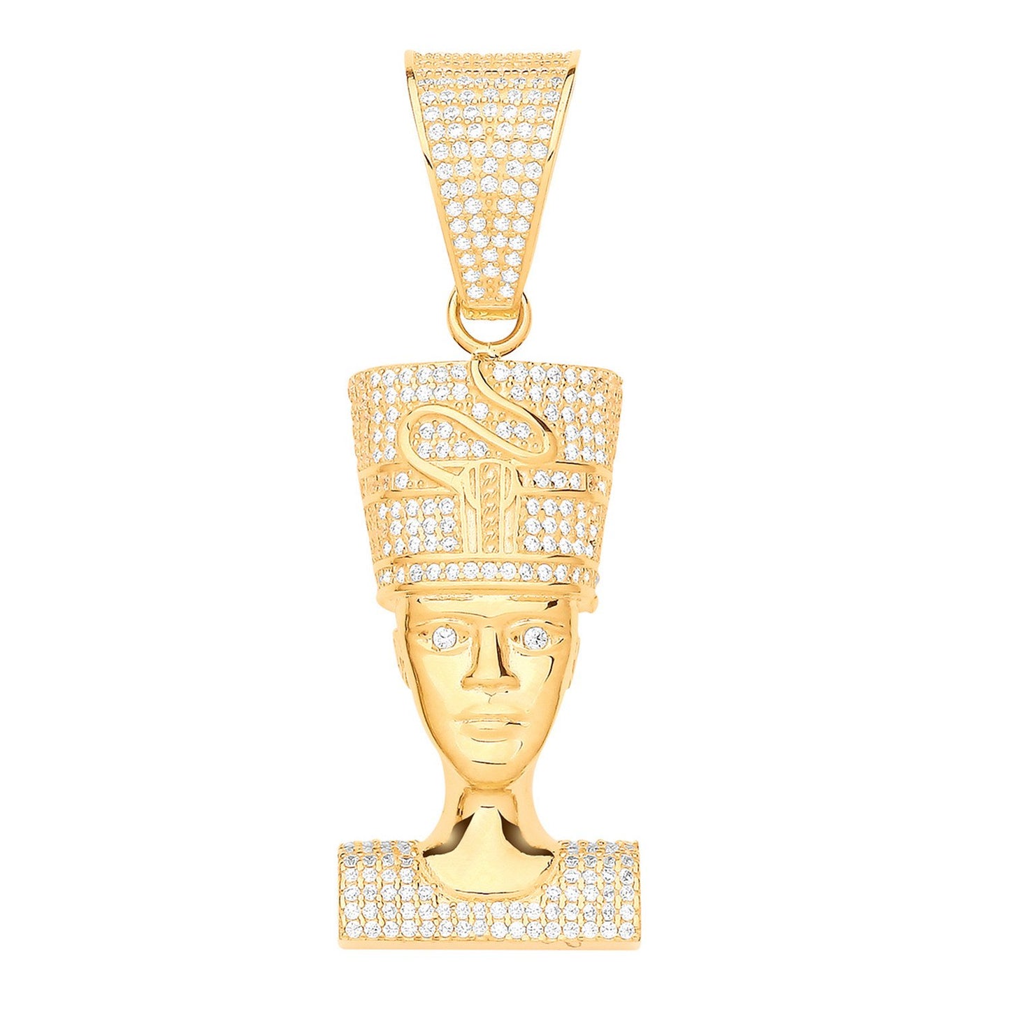 Yellow Gold Cubic Zirconia Nefertiti Pendant