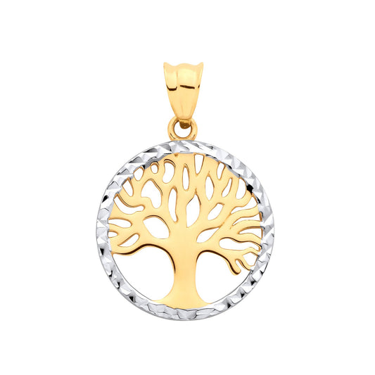 Yellow & White Gold Small Tree Of Life Pendant