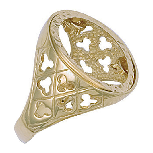 Yellow Gold (half) Fancy Sides Sovereign Ring