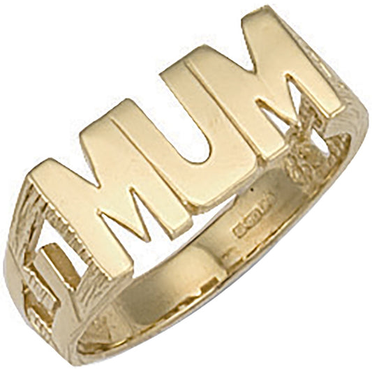 Yellow Gold Id Sides Mum Ring