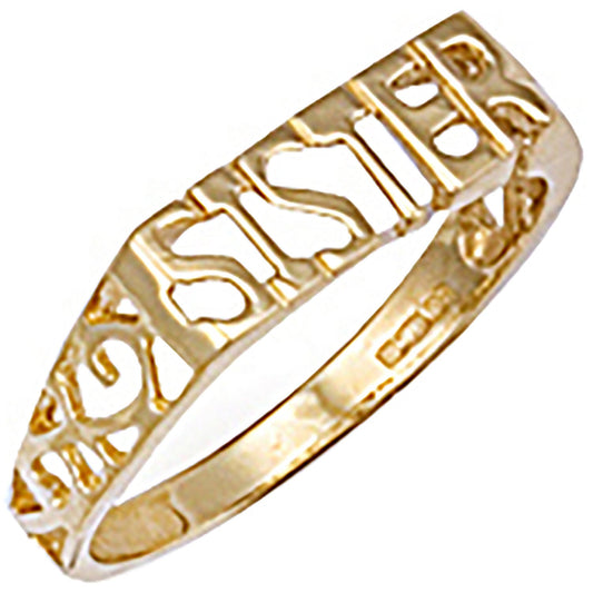 Yellow Gold Scroll Sides Sister Ring