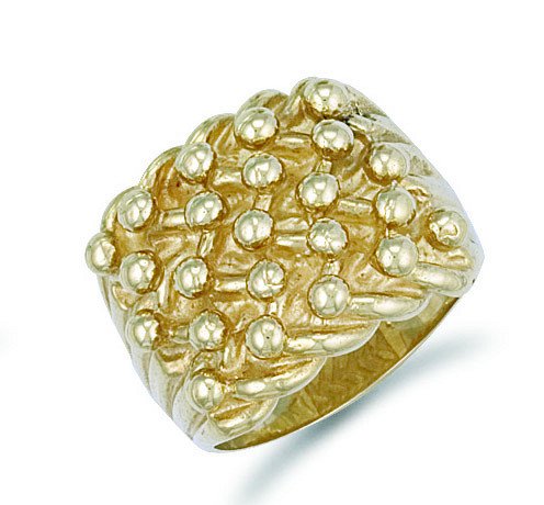 Yellow Gold Woven Back 5 Row Keeper Ring