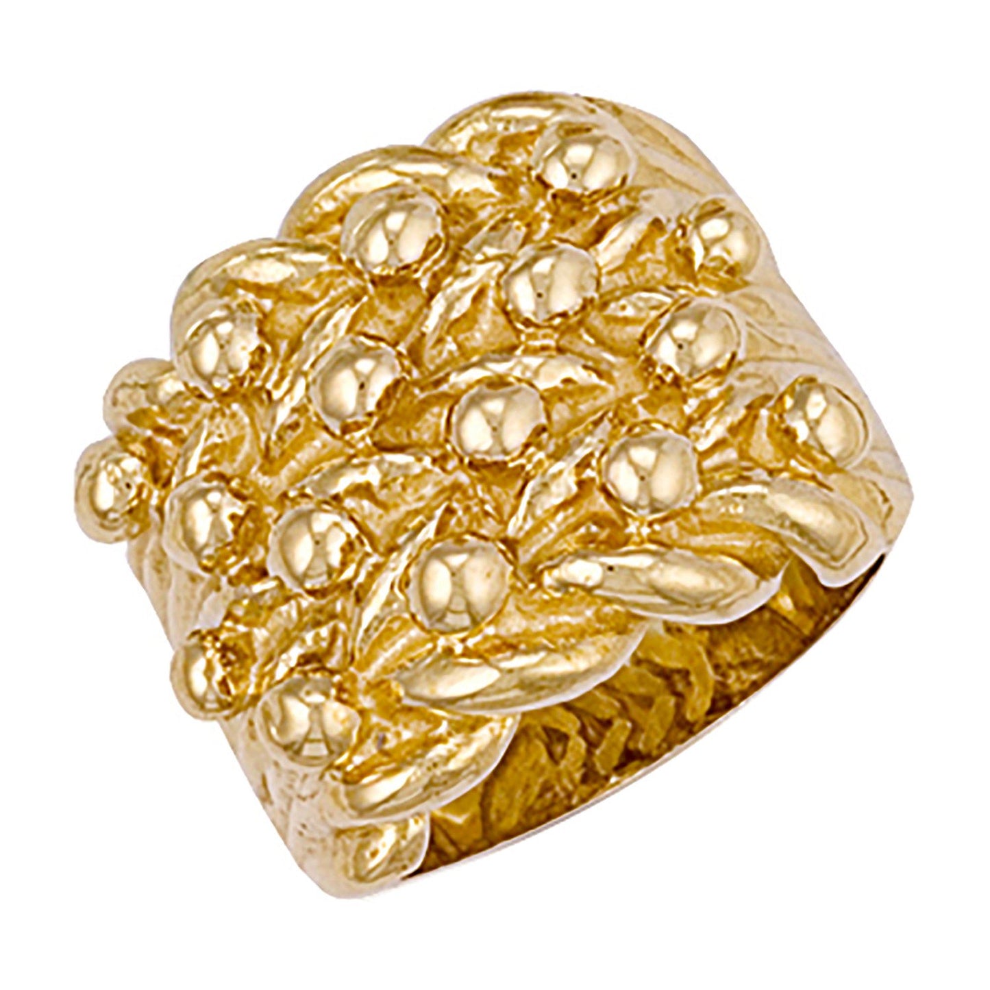 Yellow Gold Woven Back 4 Row Keeper Ring
