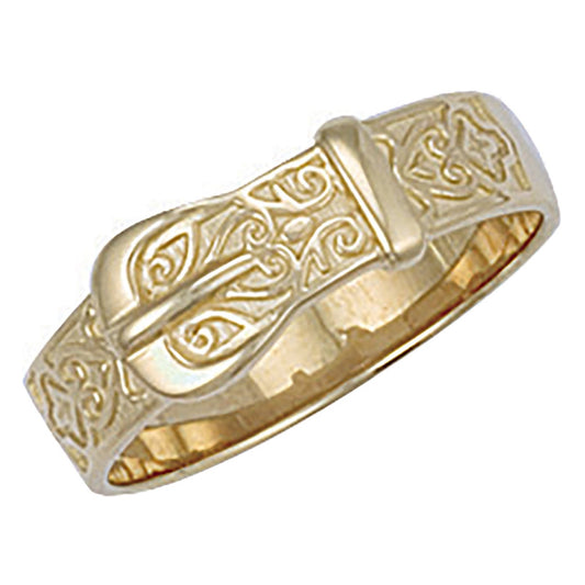Yellow Gold Patterned Buckle Ring