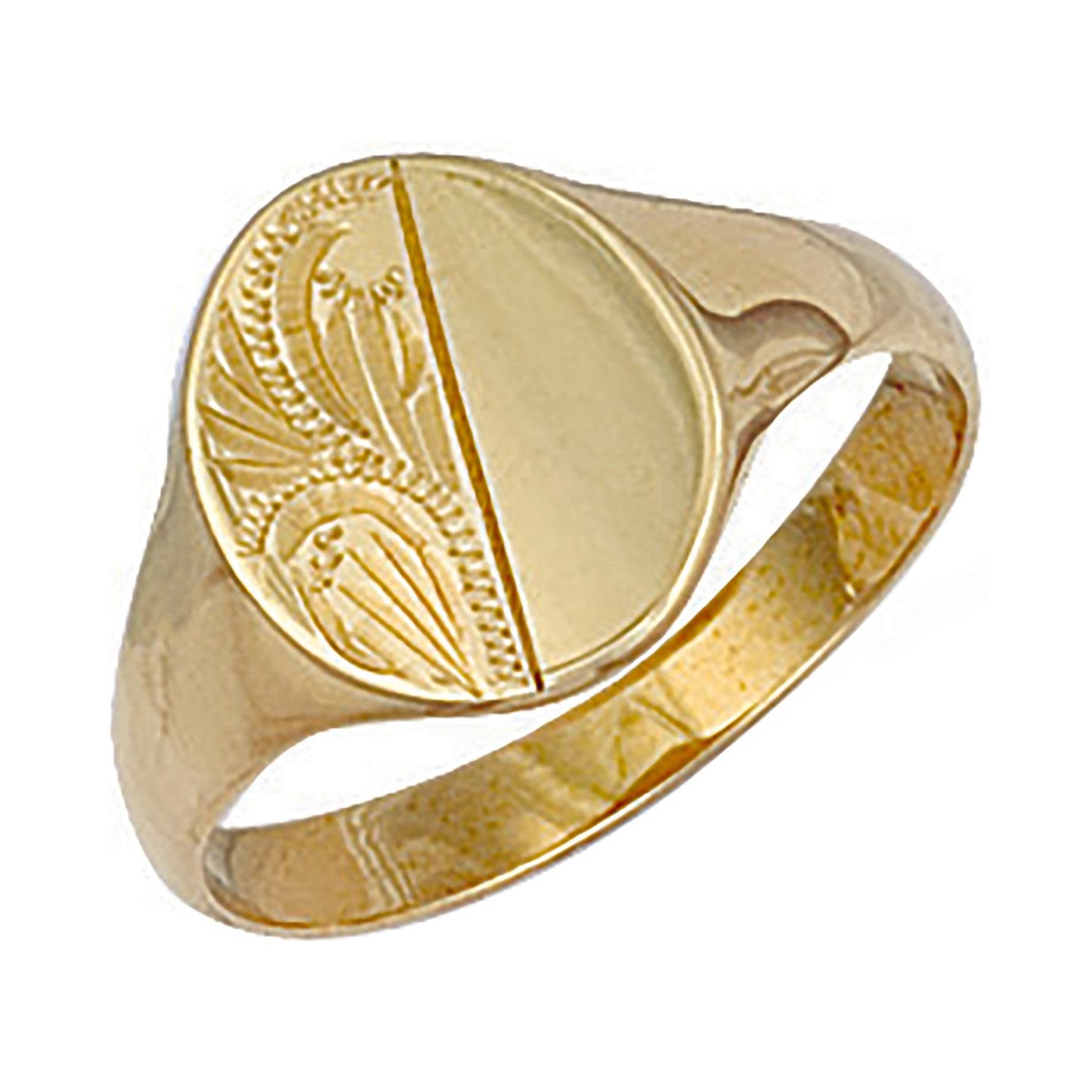 Yellow Gold Engraved Oval Signet Ring - luxury watches London - Kensington jeweller | Imperial Time UK Ltd, Kensington