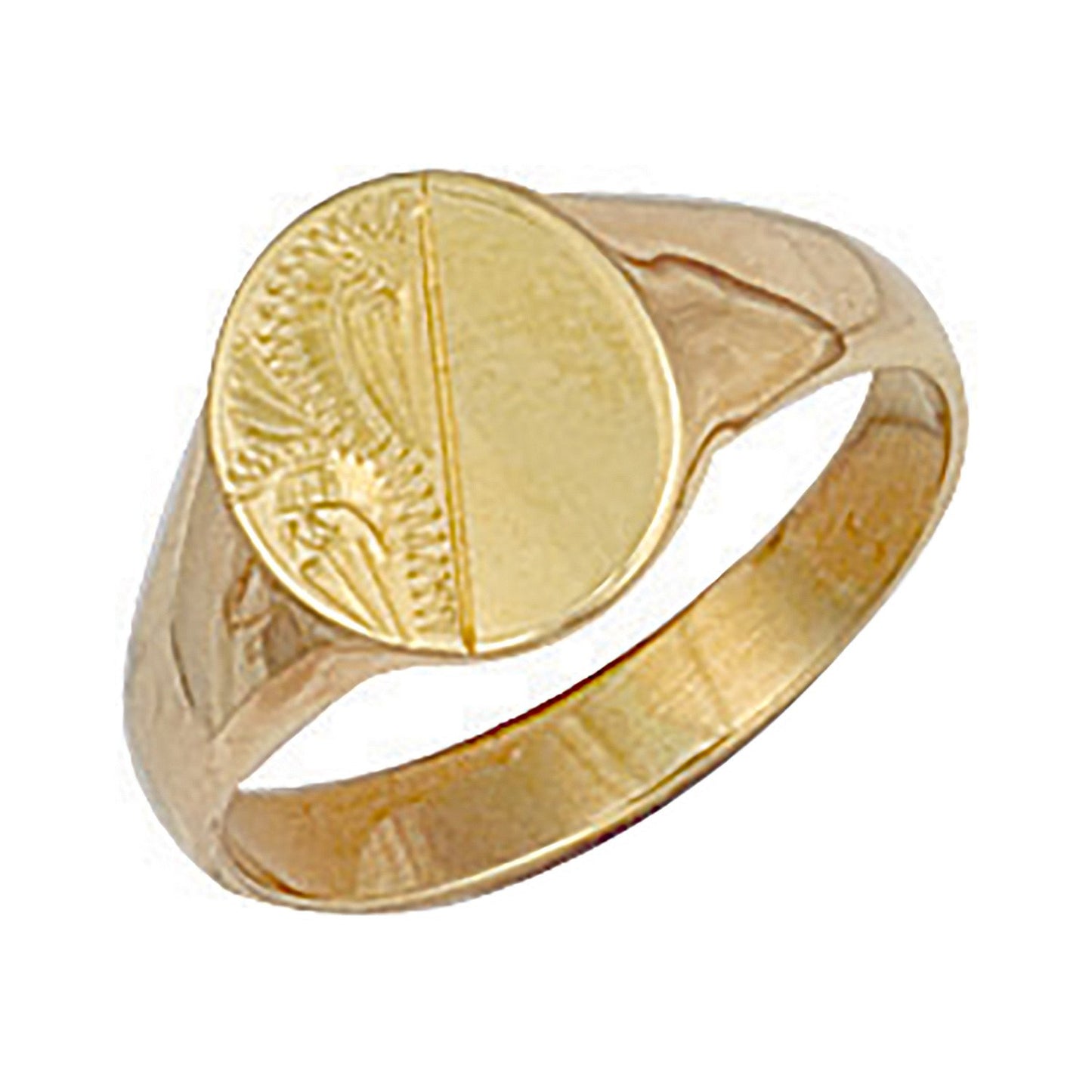 Yellow Gold Oval Engraved Maiden Signet Ring