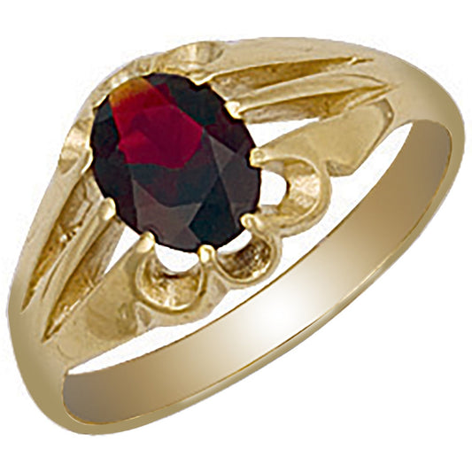 Yellow Gold Garnet Gipsy Ring