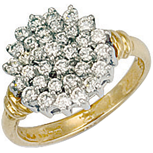 Yellow Gold Cubic Zirconia Cluster Ring