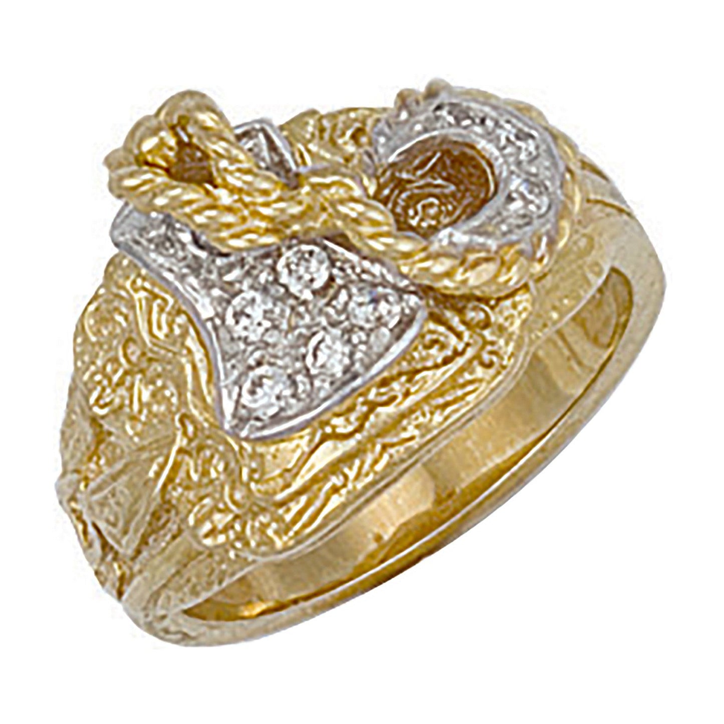 Yellow Gold Cubic Zirconia Saddle Ring