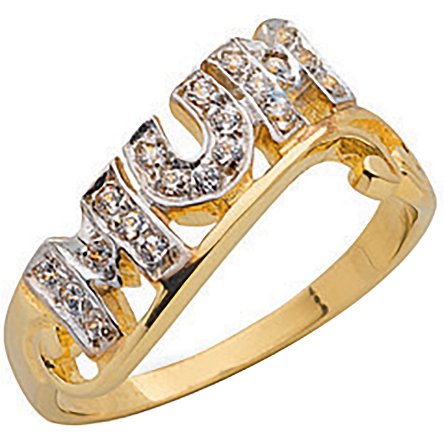 Yellow Gold Cubic Zirconia Fancy Mum Ring