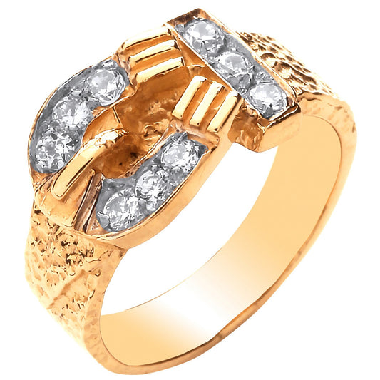 Yellow Gold Cubic Zirconia Buckle Baby Ring