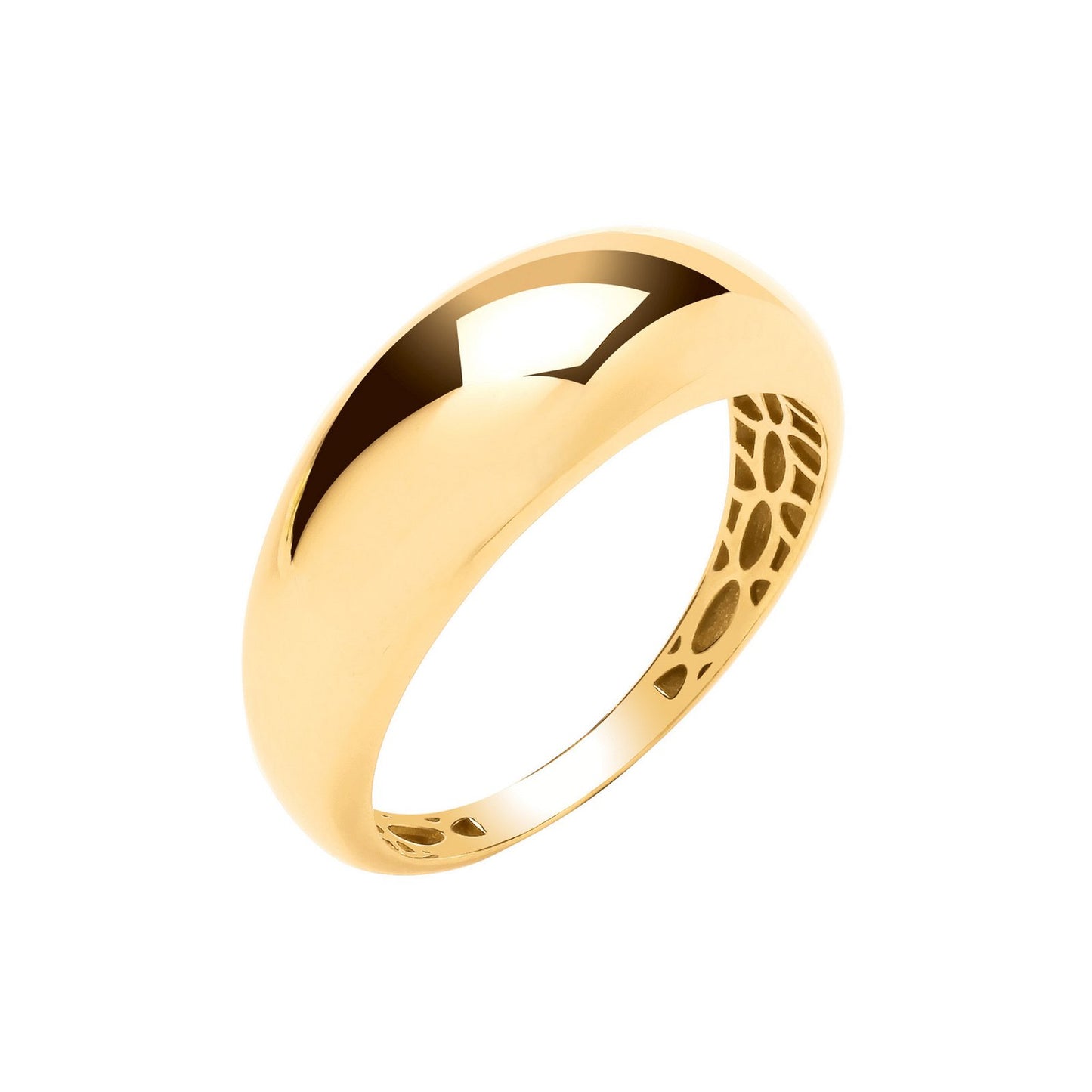 Yellow Gold Plain Dome Ladies Ring