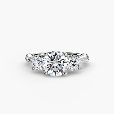 Three-Stone Pavé Band Engagement Ring for Women 0.50ct–3.00ct and 0.78ct Side Stones in Wedding Style | Imperial Time