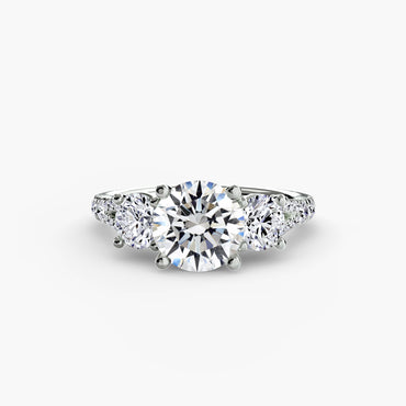 Three-Stone Pavé Band Engagement Ring with 0.50ct–3.00ct Centre and 0.77ct Side Stones in Wedding Setting | Imperial Time