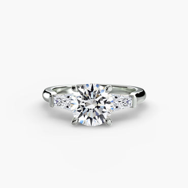 Three-Stone Ring with Baguette Side Stones 0.70ct for Women 0.50ct–3.00ct Centre Options | Imperial Time UK Ltd