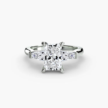 Three-Stone Ring (Baguette Side Stones) - engagement & wedding ring for women with 0.50ct-3.00ct stone options | Imperial Time UK Ltd