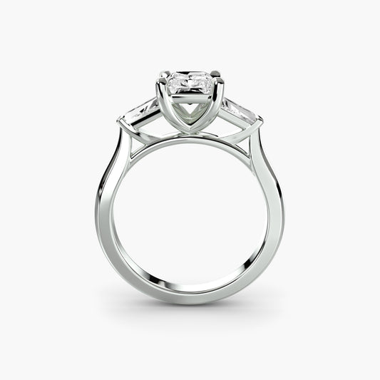 Three-Stone Ring (Baguette Side Stones) - engagement & wedding ring for women with 0.50ct-3.00ct stone options | Imperial Time UK Ltd