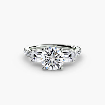 Three-Stone Pavé Band Engagement Ring 0.50ct–3.00ct with 0.89ct Side Stones for Women | Imperial Time UK Ltd