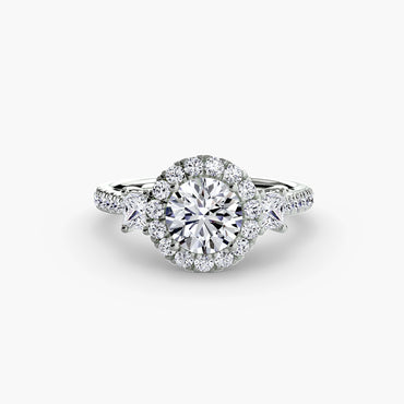 Three-Stone Halo Engagement Ring 0.50ct–3.00ct with 0.69ct Side Stones for Women | Imperial Time UK Ltd