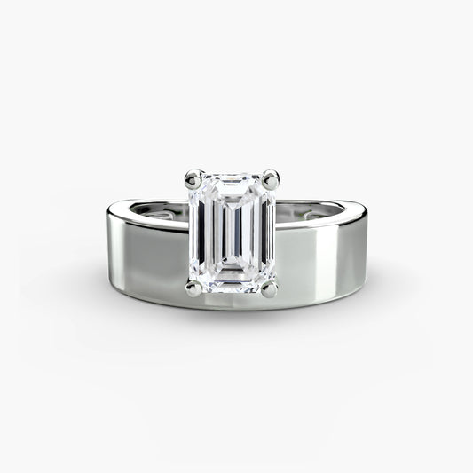 Wide Band Solitaire - Vintage engagement & wedding ring for women with 0.50ct-3.00ct stone options | Imperial Time UK Ltd