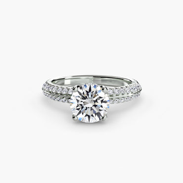 Solitaire Pavé Hidden Halo Ring 0.50ct–3.00ct with 0.36ct Side Stones for Women in Wedding Style | Imperial Time UK Ltd