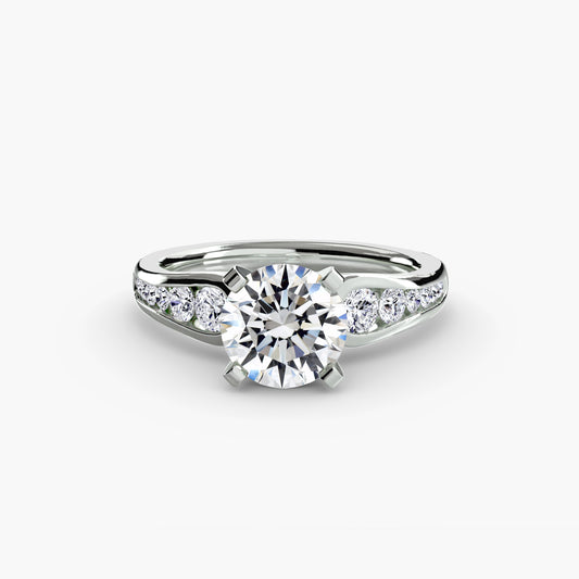 Solitaire Pavé Band Ring 0.50ct–3.00ct with 0.34ct Side Stones for Women in Classic Wedding Setting | Imperial Time