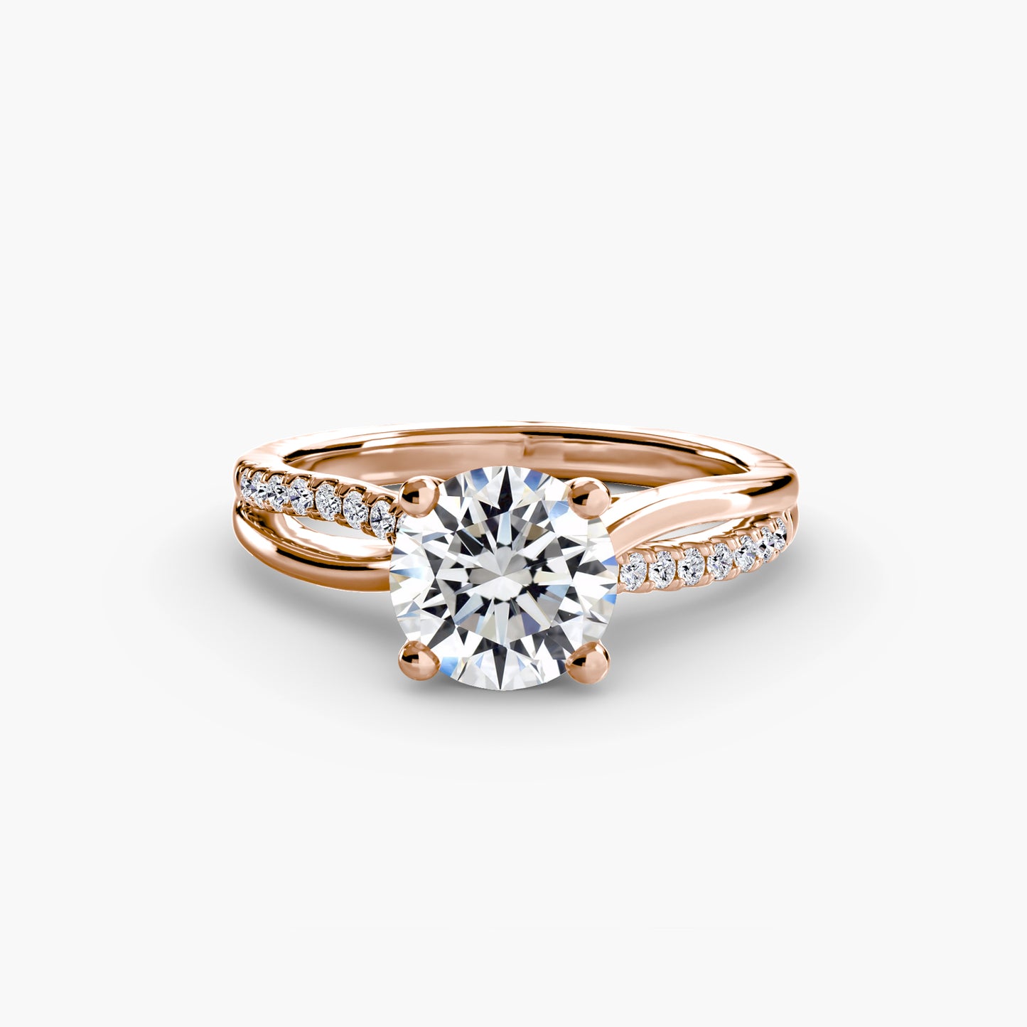 Split Shank Pavé Solitaire Engagement Ring 0.50ct–3.00ct with 0.13ct Side Stones for Women | Imperial Time UK Ltd