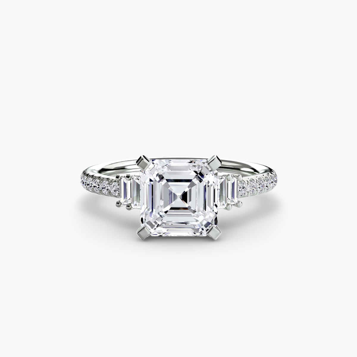 Solitaire Pavé Diamond-Band Engagement Ring 0.50ct–3.00ct with 0.23ct Side Stones for Women | Imperial Time UK Ltd