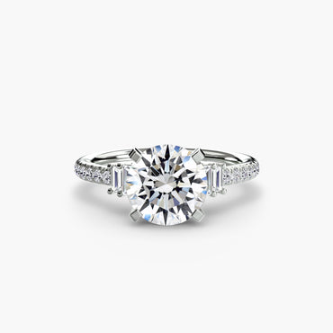 Solitaire Pavé Diamond-Band Engagement Ring 0.50ct–3.00ct with 0.23ct Side Stones for Women | Imperial Time UK Ltd