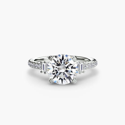 Solitaire Pavé Diamond-Band Engagement Ring 0.50ct–3.00ct with 0.23ct Side Stones for Women | Imperial Time UK Ltd